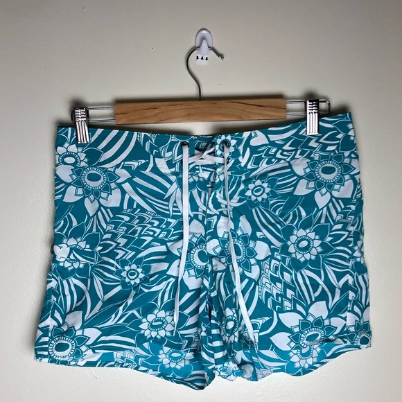 Eddie Bauer Other - Eddie Bauer turquoise & white floral swim shorts